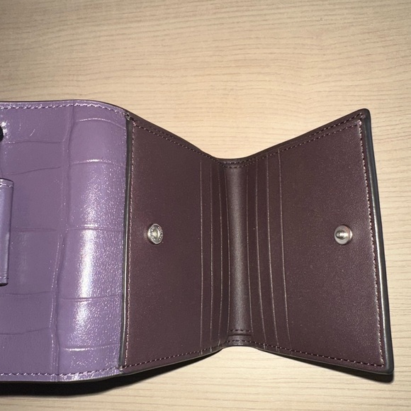 COACH Morgan Top Handle croc embossed leather Satchel Bag/Wallet Amethyst NWT - Picture 10 of 14